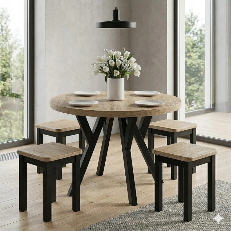 Stół rozsuwany okrągły 80/130cm blat 3,6cm Metal Biały PROMOCJA Kod: 6710/1