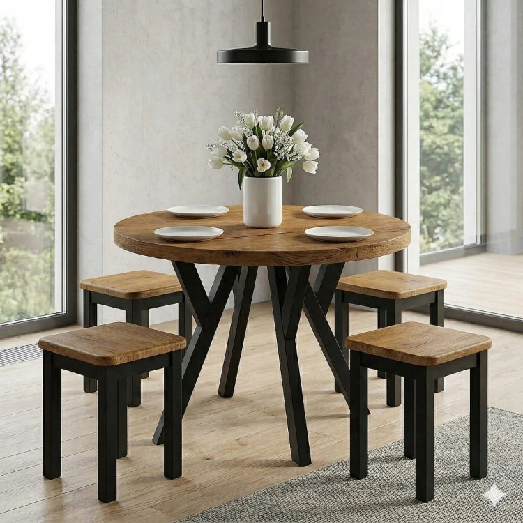 Stół rozsuwany okrągły 80/130cm blat 3,6cm Metal Biały PROMOCJA Kod: 6710/1