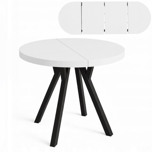 Stół rozsuwany okrągły 80/180cm blat 3,6cm Metal Biały PROMOCJA Kod: 6710/2