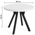 Stół rozsuwany okrągły 80/180cm blat 3,6cm Metal Biały PROMOCJA Kod: 6710/2
