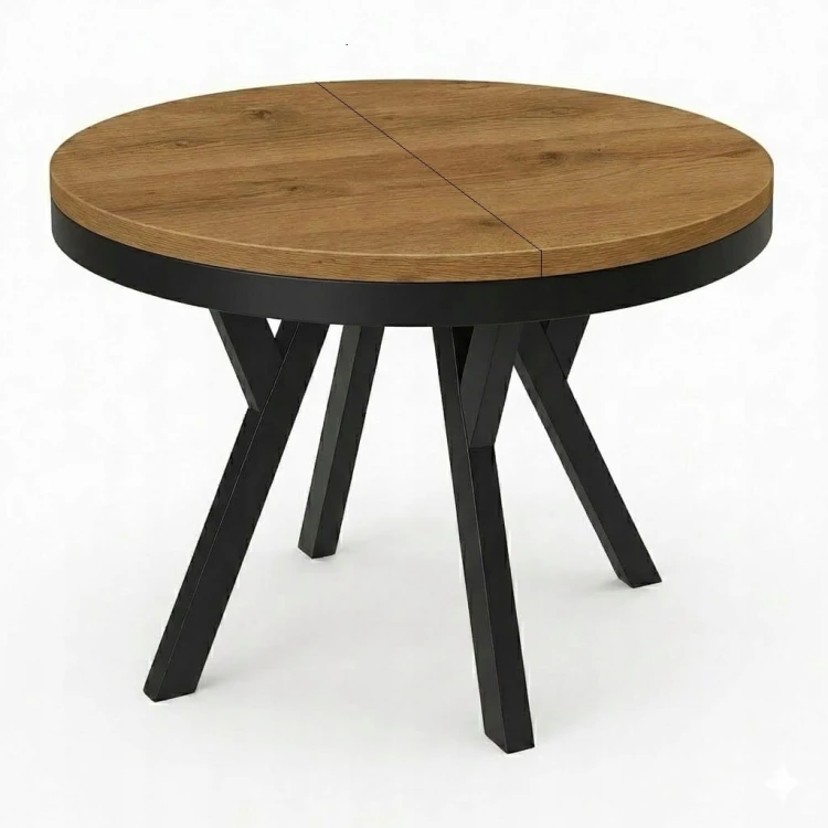 Stół rozsuwany okrągły 80/180cm blat 3,6cm Metal Biały PROMOCJA Kod: 6710/2