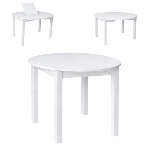 Stół rozsuwany okrągły 85/125cm blat 1,8cm Biały Alaska PROMOCJA Kod:5538/1