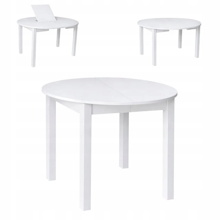 Stół rozsuwany okrągły 85/125cm blat 1,8cm Biały Alaska PROMOCJA Kod:5538/1
