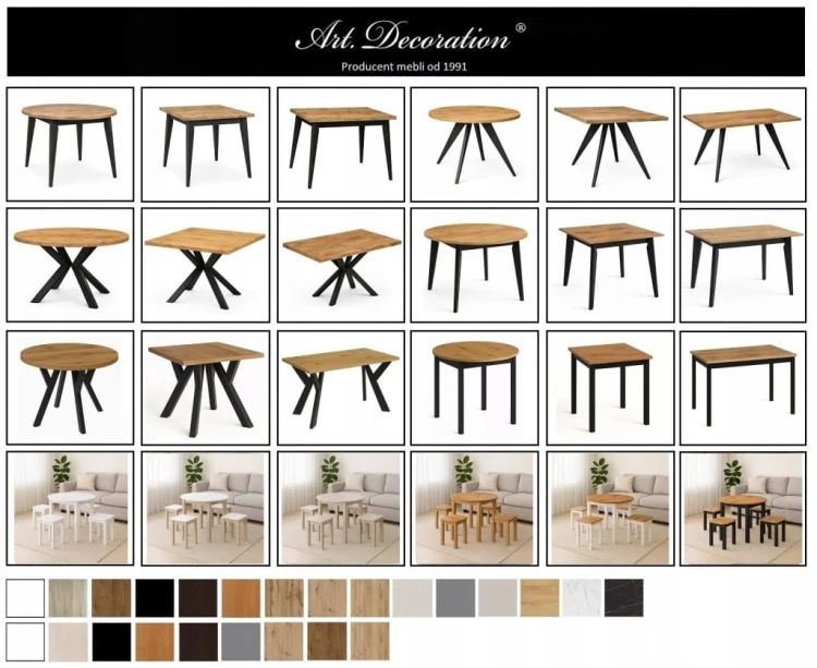 Stół rozsuwany okrągły 85/125cm blat 1,8cm Biały Alaska PROMOCJA Kod:5538/1
