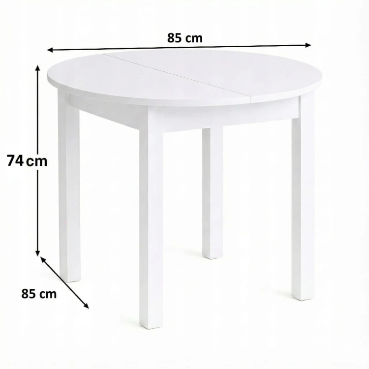 Stół rozsuwany okrągły 85/125cm blat 1,8cm Biały Alaska PROMOCJA Kod:5538/1