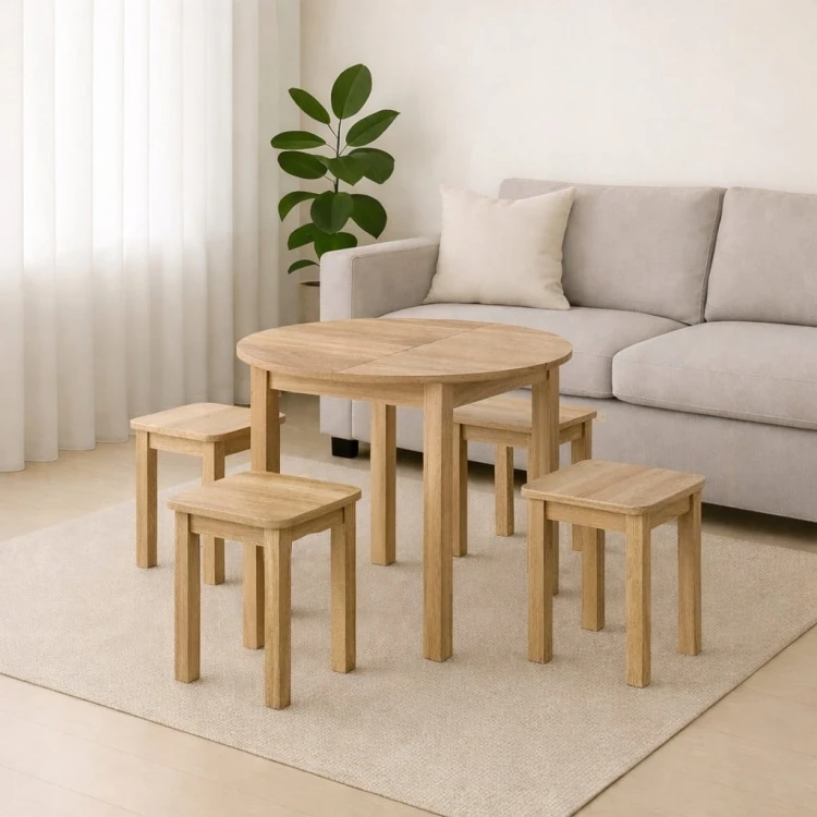 Stół rozsuwany okrągły 85/125cm blat 1,8cm Biały Alaska PROMOCJA Kod:5538/1