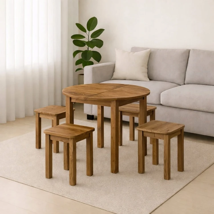 Stół rozsuwany okrągły 85/125cm blat 1,8cm Biały Alaska PROMOCJA Kod:5538/1