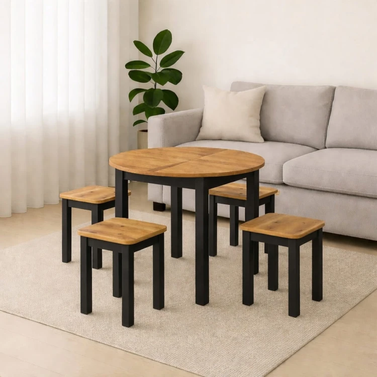 Stół rozsuwany okrągły 85/125cm blat 1,8cm Biały Alaska PROMOCJA Kod:5538/1