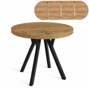 Stół rozsuwany okrągły 120/220cm blat 3,6cm Dąb Craft PROMOCJA I ArtDHome