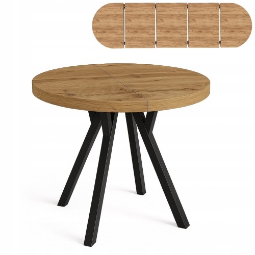 Stół rozsuwany okrągły 120/270cm blat 3,6cm Dąb Craft PROMOCJA Kod: 6727/3