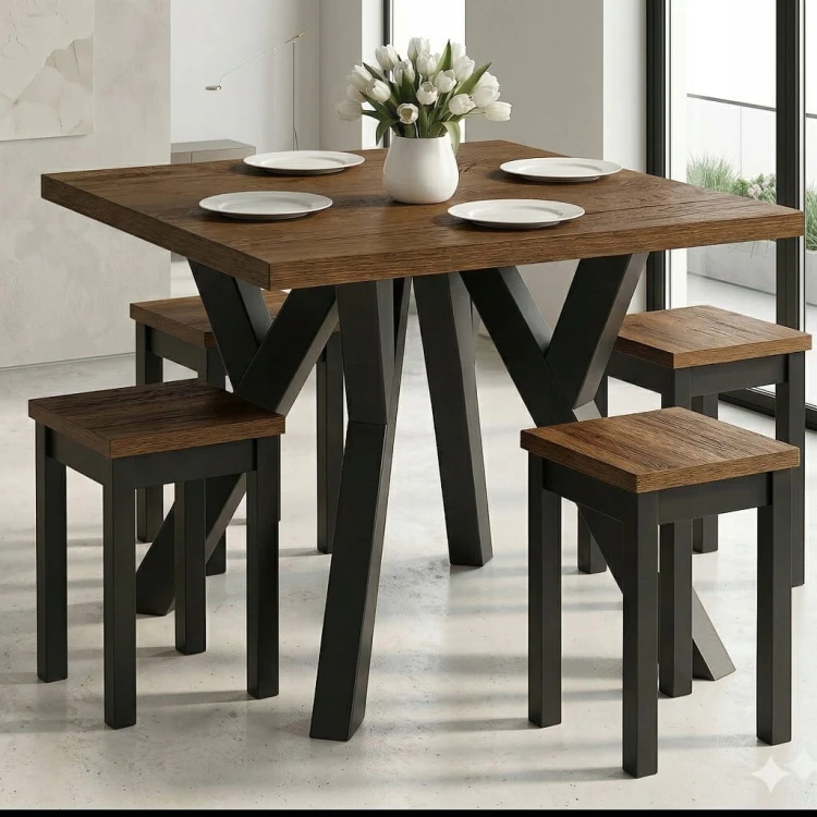 Stół ława 60x60 blat 3,6cm Metal Dąb Craft PROMOCJA Kod: 6705