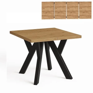 Stół rozsuwany 100x100/200 blat 3,6cm Metal Dąb Craft PROMOCJA I ArtDHome