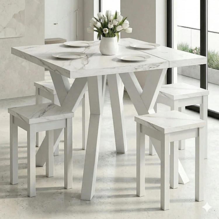 Stół rozsuwany 100x100/200 blat 3,6cm Metal Dąb Craft PROMOCJA Kod: 6747/2