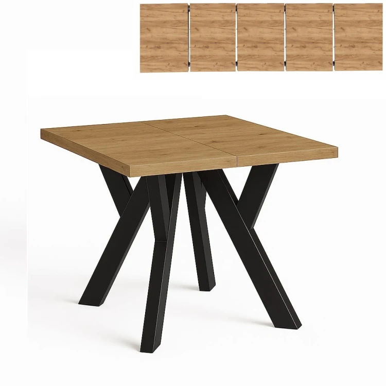 Stół rozsuwany 100x100/250 blat 3,6cm Metal Dąb Craft PROMOCJA Kod: 6747/3