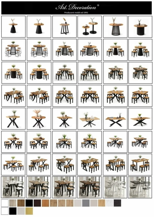 Stół rozsuwany 100x100/250 blat 3,6cm Metal Dąb Craft PROMOCJA Kod: 6747/3