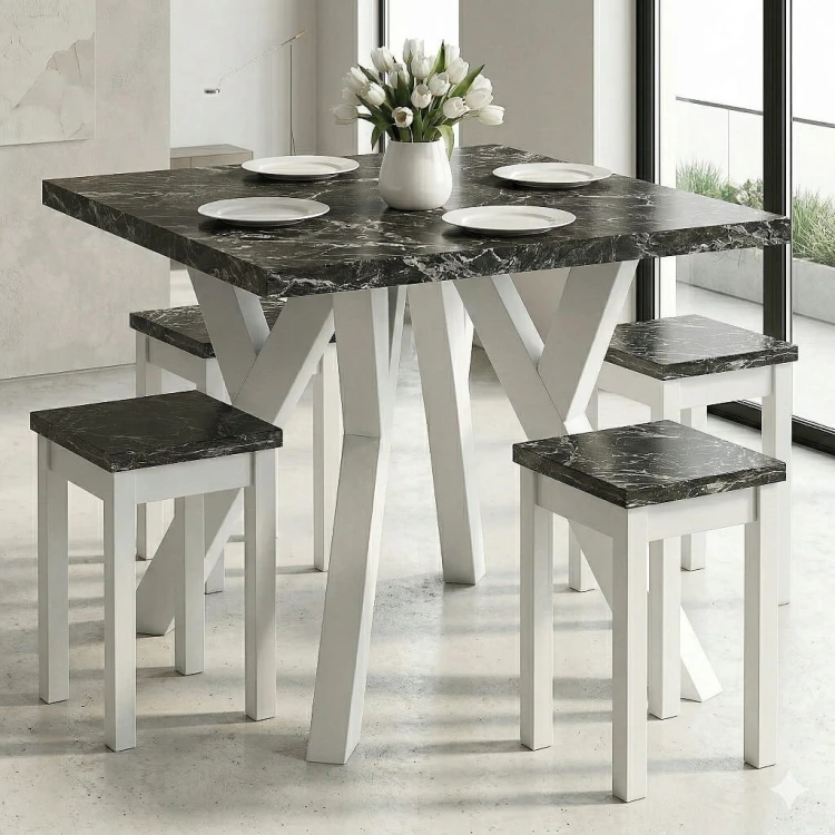 Stół ława 120x120 blat 3,6cm Metal metal Dąb Craft PROMOCJA Kod: 6749