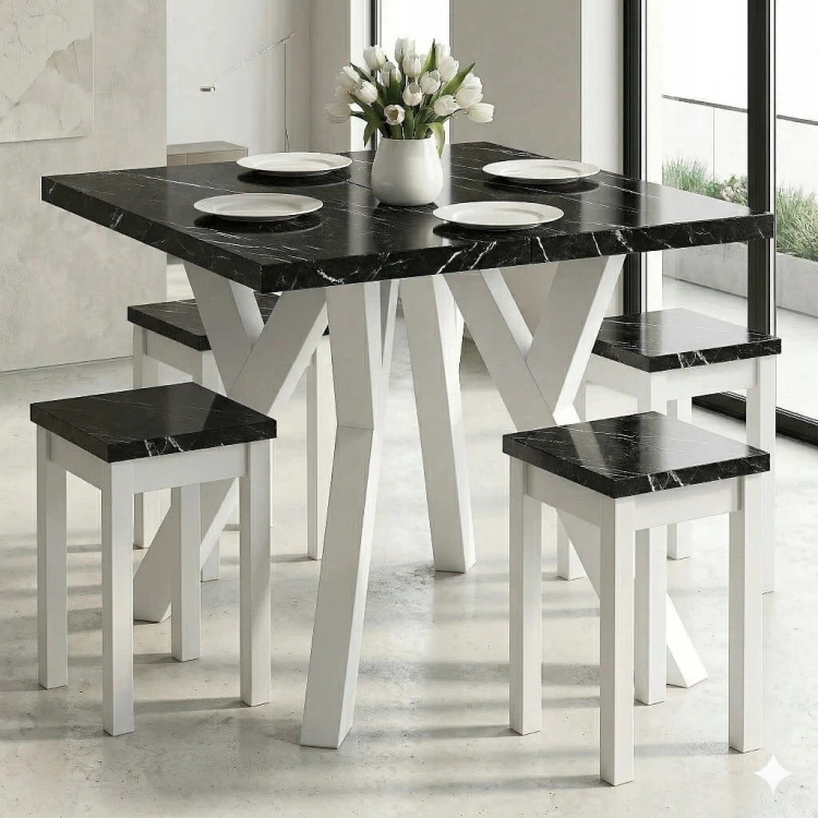 Stół rozsuwany 120x120/220 blat 3,6cm Metal Dąb Craft PROMOCJA Kod: 6749/2