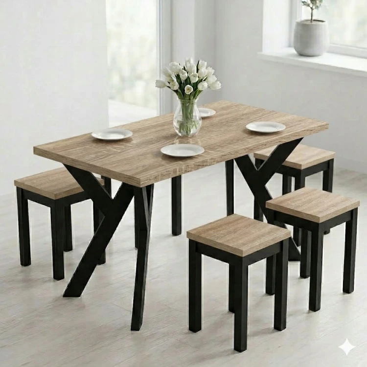 Stół ława 60 x 80 cm blat 3,6cm Metal Dąb Craft PROMOCJA Kod: 6706