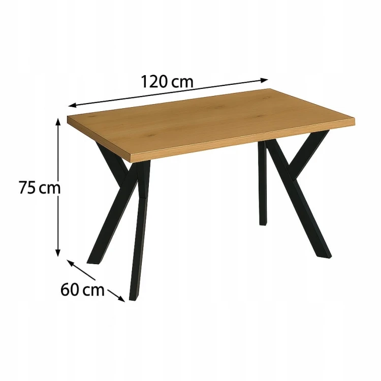 Stół ława 60 x 120 cm blat 3,6cm Metal Dąb Craft PROMOCJA Kod: 6708