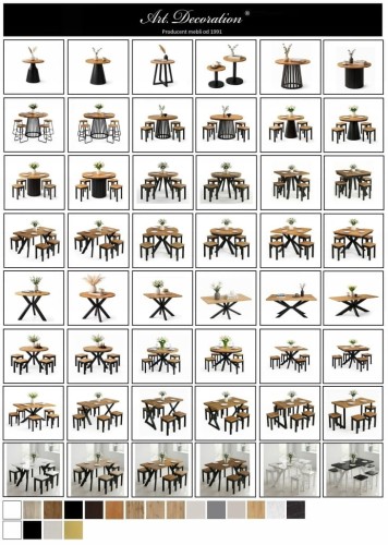 Stół ława 70 x 120 cm blat 3,6cm Metal metal Dąb Craft PROMOCJA Kod: 6709