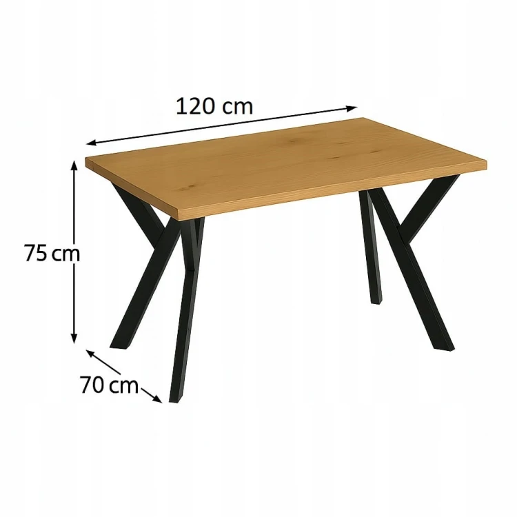 Stół ława 70 x 120 cm blat 3,6cm Metal metal Dąb Craft PROMOCJA Kod: 6709