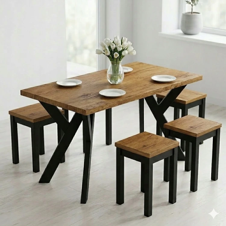 Stół ława 70 x 120 cm blat 3,6cm Metal metal Dąb Craft PROMOCJA Kod: 6709