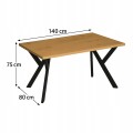 Stół ława 80 x 140 cm blat 3,6cm Metal metal Dąb Craft PROMOCJA Kod: 6704