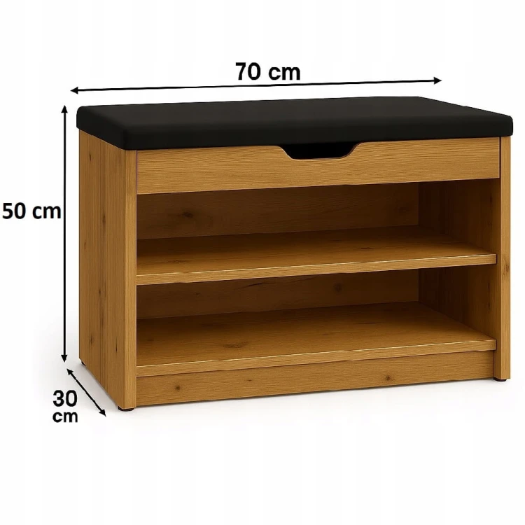 Szafka na buty z siedziskiem 70 cm Dąb Craft Złoty PROMOCJA Kod: 5165