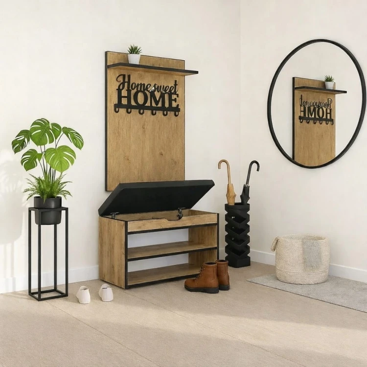 Szafka na buty z siedziskiem 70 cm Dąb Craft MIX PROMOCJA Kod: 5165