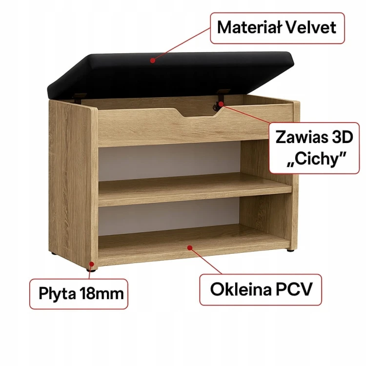 Szafka na buty z siedziskiem 70 cm Biały Alaska MIX PROMOCJA Kod: 5165