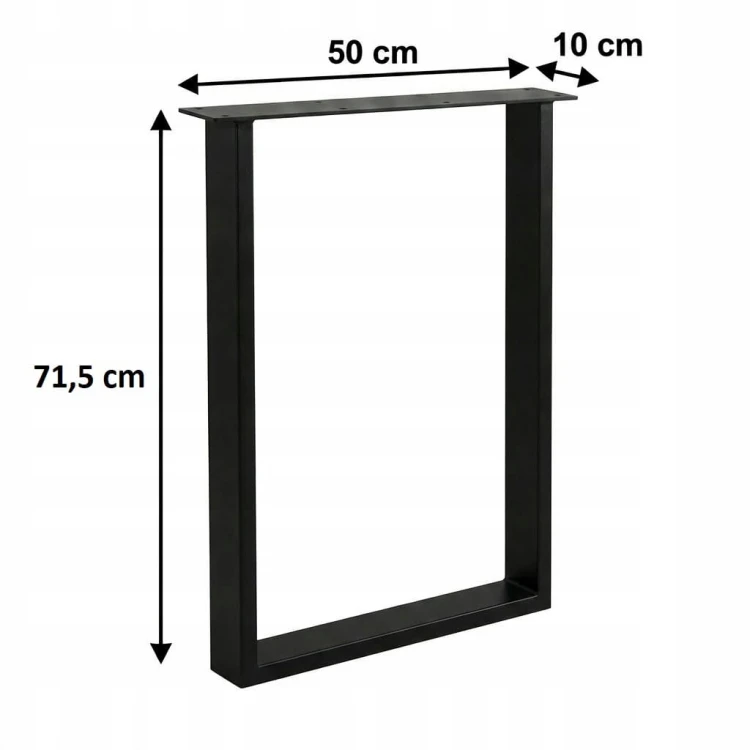 Nogi metalowe do stołu biurka 50x72 cm czarne 6x2 cm LOFT PROMOCJA Kod:7021