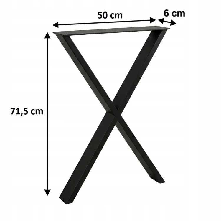 Nogi metalowe do stołu biurka 50x72 cm czarne 6x2 cm LOFT PROMOCJA Kod:7023