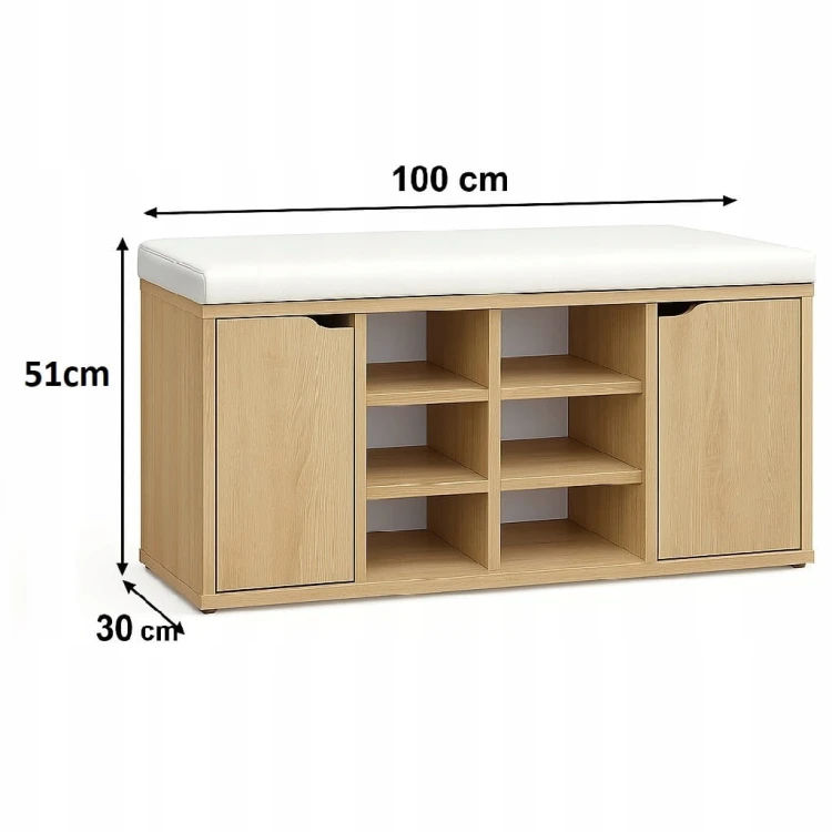 Szafka na buty z siedziskiem 100 cm Dąb Sonoma PROMOCJA Kod: 5172