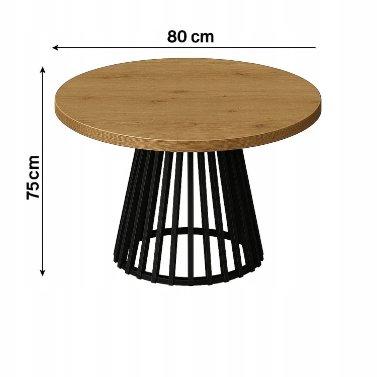 Stół ława Lamele okrągły 80cm blat 3,6cm masywna Metal PROMOCJA Kod: 6750