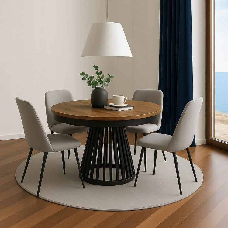 Stół ława Lamele okrągły 80cm blat 3,6cm masywna Metal PROMOCJA Kod: 6750