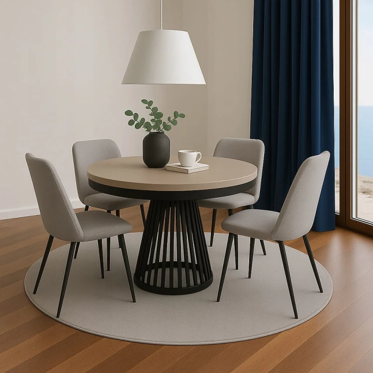 Stół ława Lamele okrągły 80cm blat 3,6cm masywna Metal PROMOCJA Kod: 6750