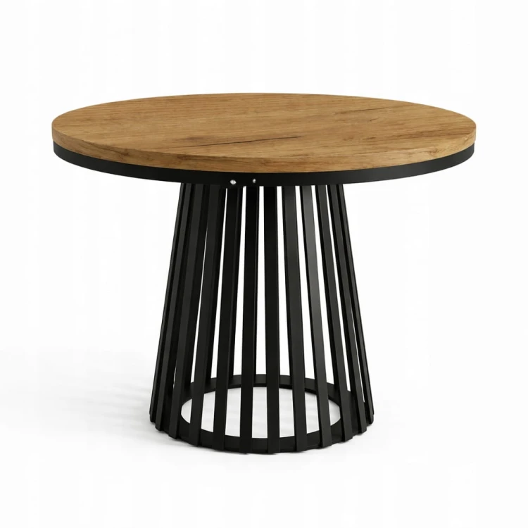 Stół ława Lamele okrągły 80cm blat 3,6cm masywna Metal PROMOCJA Kod: 6750