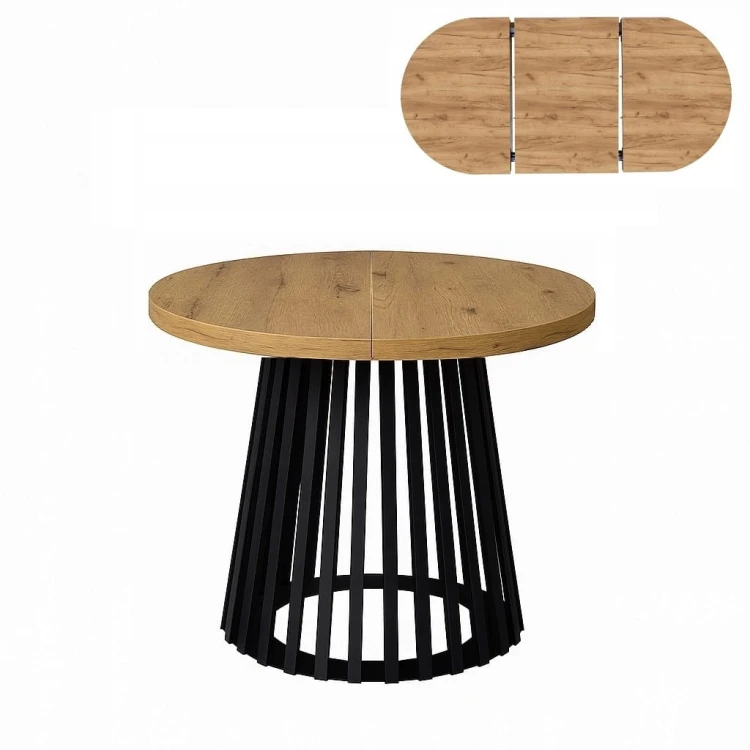 Stół Lamele rozsuwany okrągły 80/130cm blat 3,6cm Metal PROMOCJA Kod:6750/1