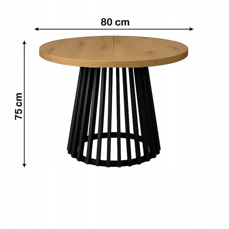 Stół Lamele rozsuwany okrągły 80/130cm blat 3,6cm Metal PROMOCJA Kod:6750/1