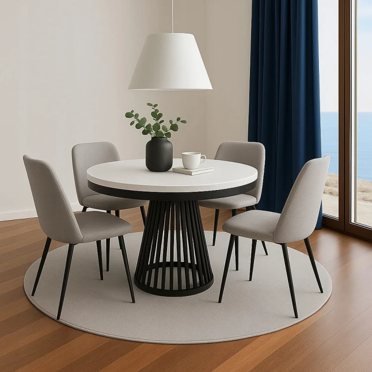 Stół Lamele rozsuwany okrągły 80/130cm blat 3,6cm Metal PROMOCJA Kod:6750/1