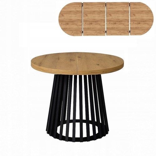 Stół Lamele rozsuwany okrągły 80/180cm blat 3,6cm Metal PROMOCJA Kod:6750/2