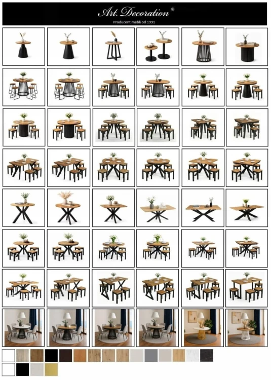 Stół Lamele rozsuwany okrągły 80/180cm blat 3,6cm Metal PROMOCJA Kod:6750/2