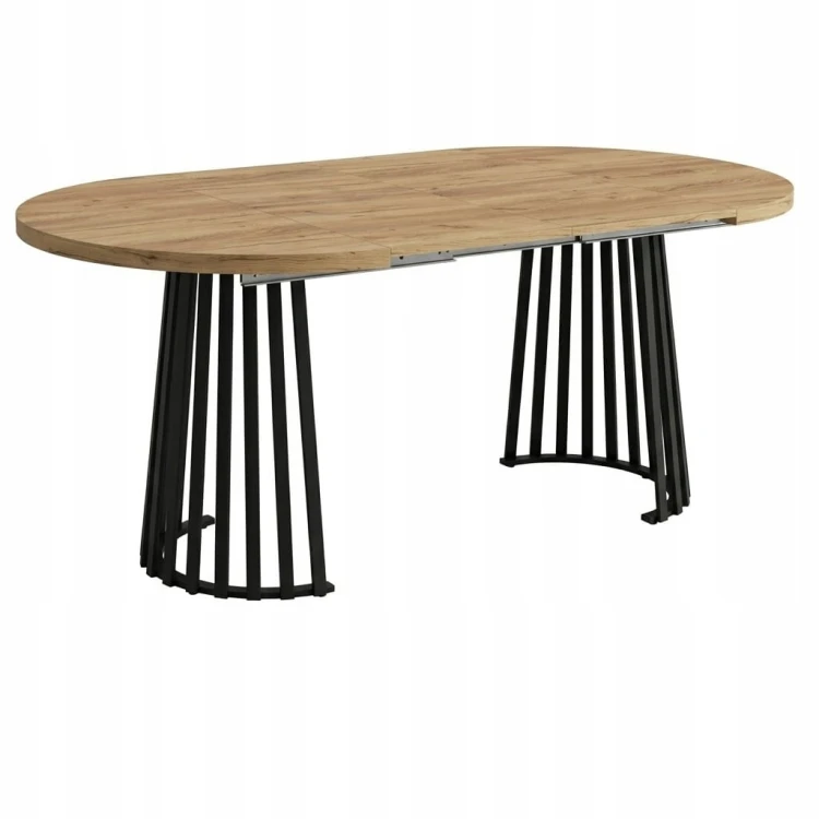 Stół Lamele rozsuwany okrągły 80/180cm blat 3,6cm Metal PROMOCJA Kod:6750/2