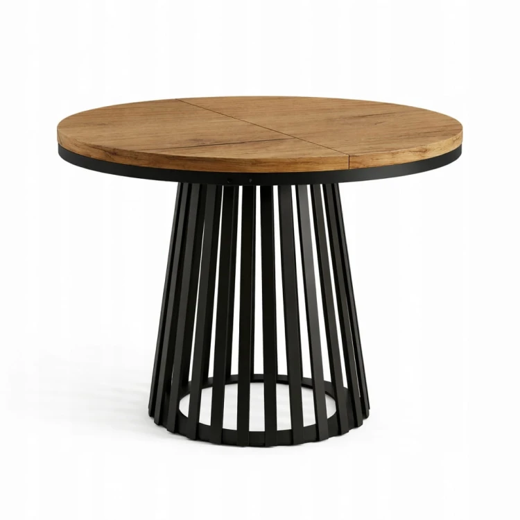 Stół Lamele rozsuwany okrągły 80/180cm blat 3,6cm Metal PROMOCJA Kod:6750/2