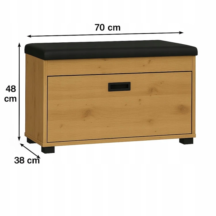 Szafka na buty z siedziskiem 70 cm Dąb Craft Złoty PROMOCJA Kod: 5410