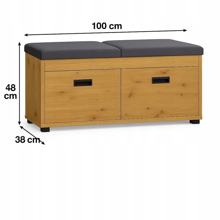 Szafka na buty z siedziskiem 100 cm Dąb Craft Złoty PROMOCJA Kod: 5411