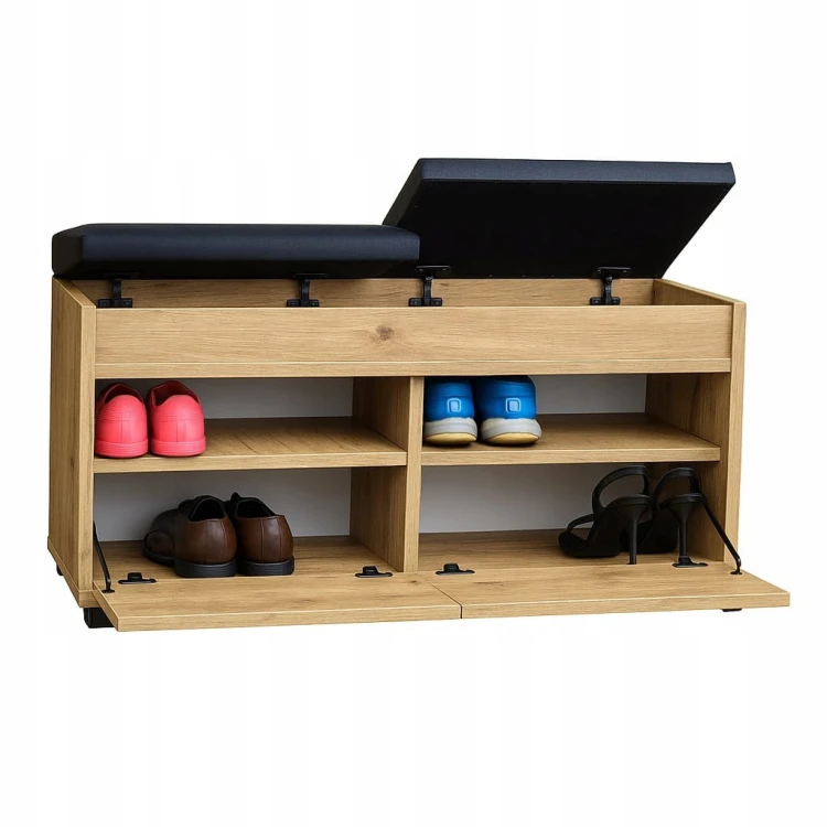 Szafka na buty z siedziskiem 100 cm Dąb Craft Złoty PROMOCJA Kod: 5411