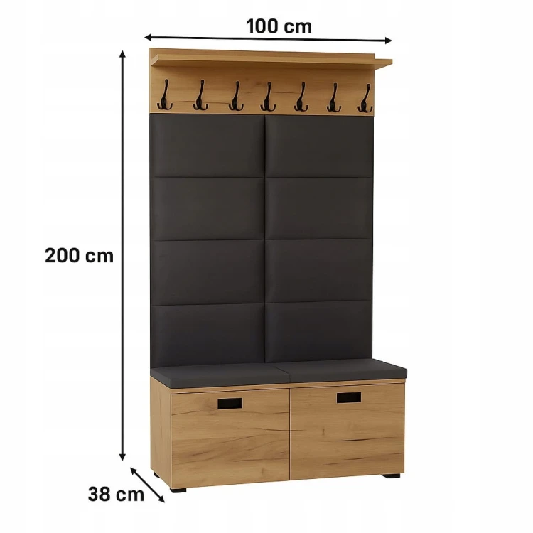 Zestaw do przedpokoju Szafka na buty Wieszak 100 cm Dąb Craft Kod: P5016