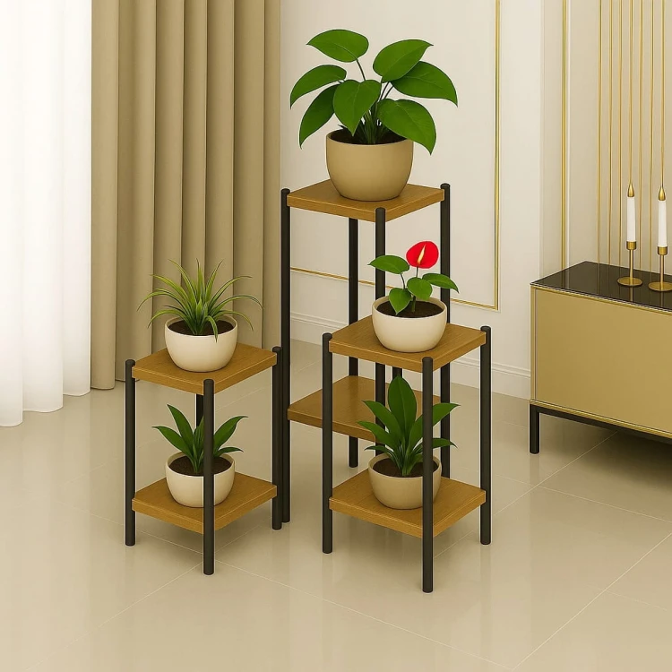 Kwietnik Stojący Stojak na Kwiaty Zestaw Dąb Craft Metal PROMOCJA Kod: 6701