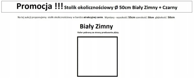 Stolik okolicznościowy okrągły 50 cm metal Biały Alaska PROMOCJA Kod:6670
